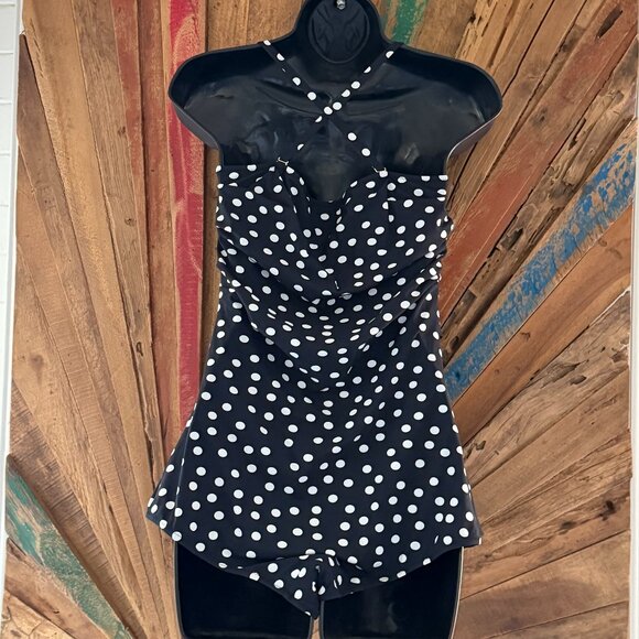 Dolce & Gabbana one piece black polkadot swimsuit Sz XL - Picture 4 of 9